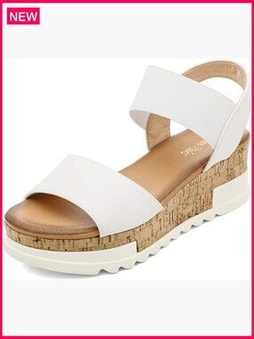 Open Toe Elastic Strap Flatform Wedge Sandals, 2.36-Inch Heel